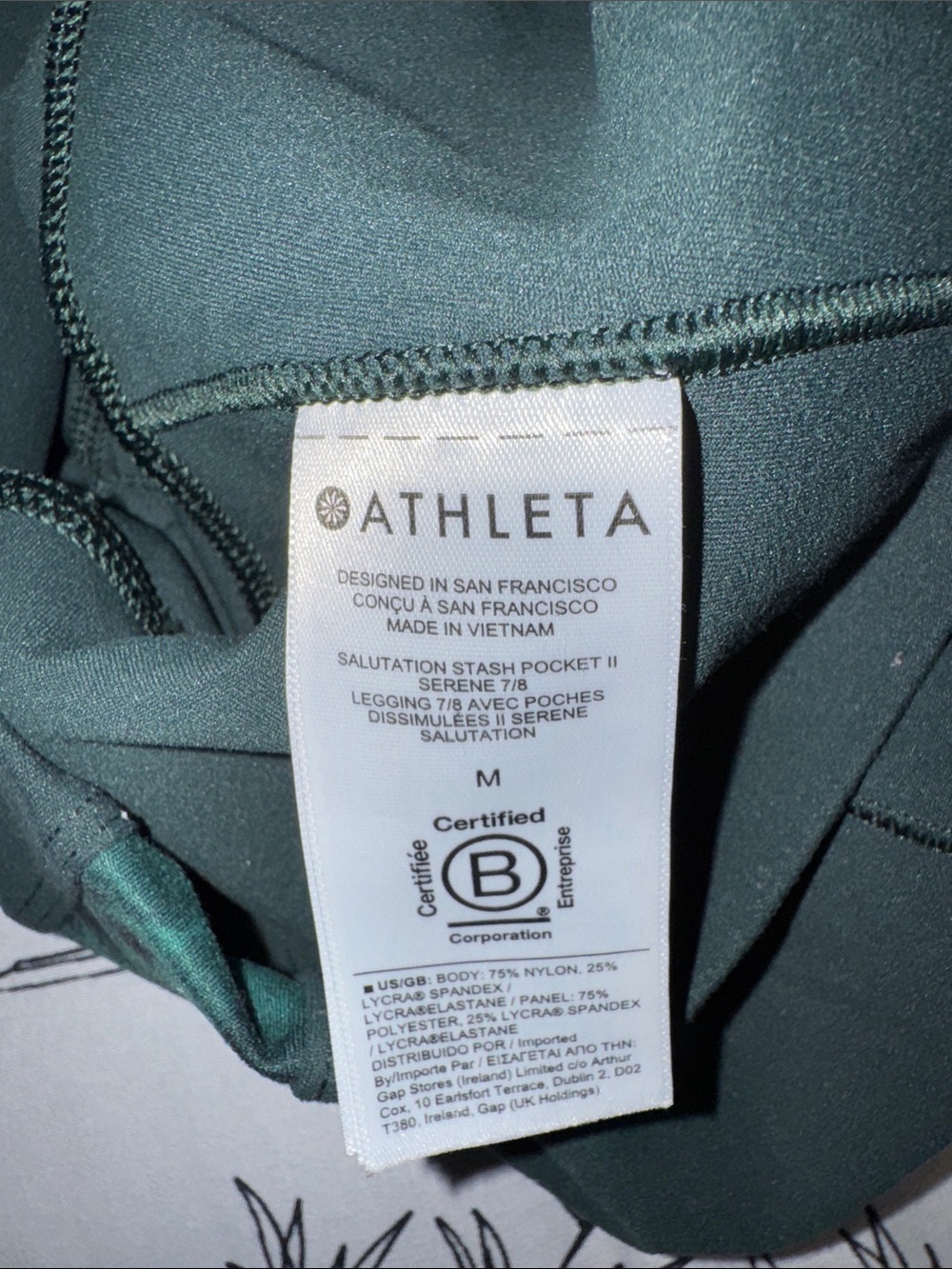 Athleta Dark Green Leggings with Camouflage Side Panels - Picture 5 of 7
